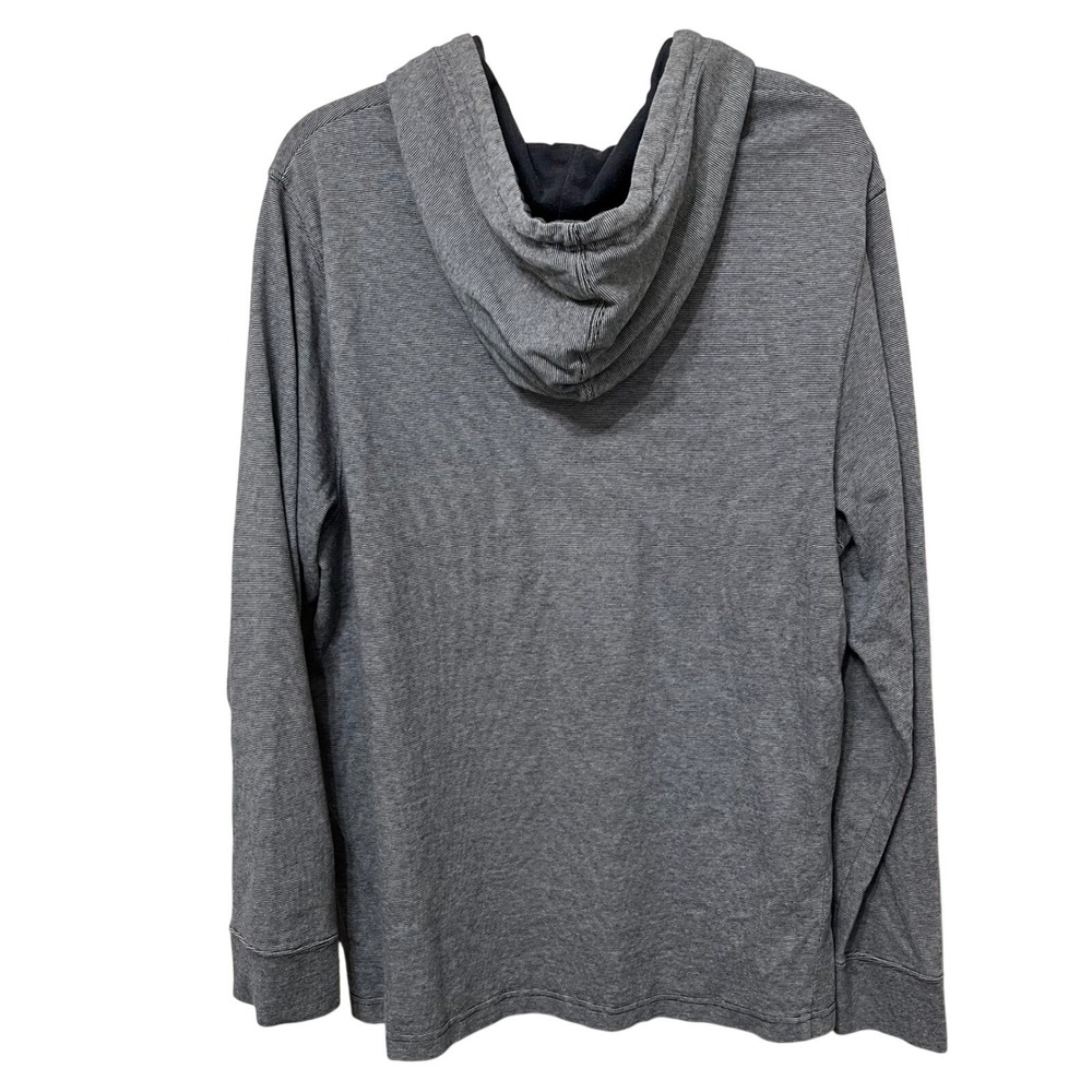 Old Navy Mens Gray Striped Long‎ Sleeve Henley Hoodie XL TG - Picture 2 of 6
